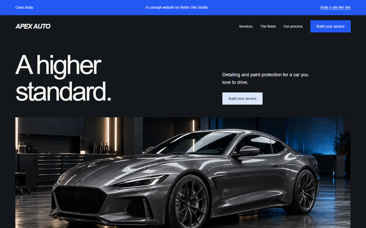 Screenshot of the Apex Auto working website demo