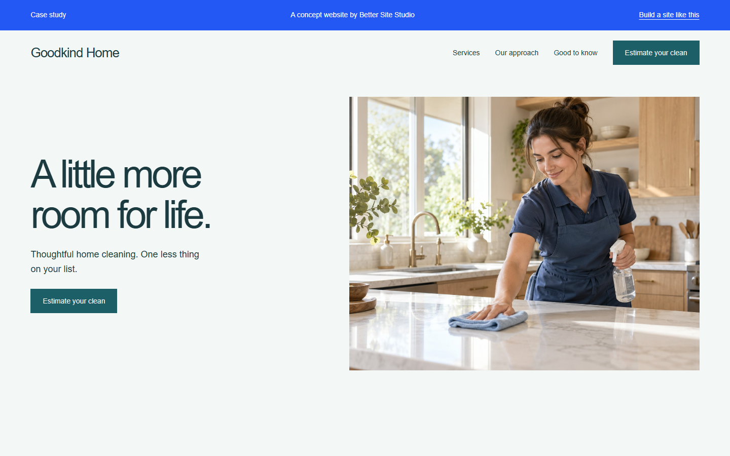 Screenshot of the Goodkind Home working website demo
