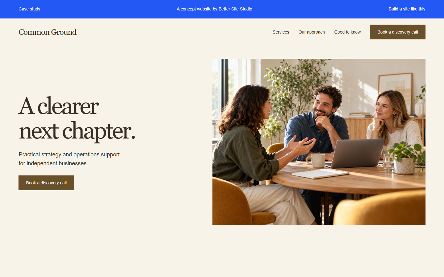 Screenshot of the Common Ground working website demo