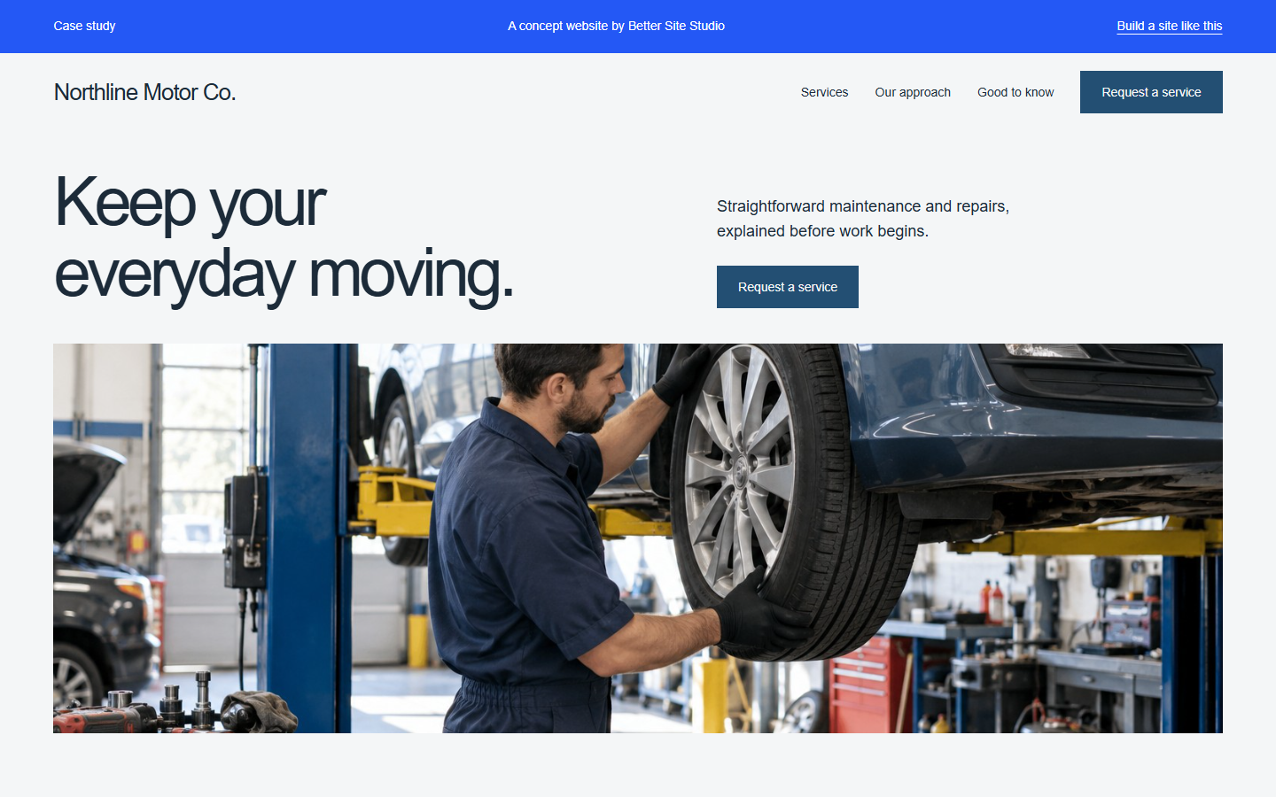 Screenshot of the Northline Motor Co. working website demo