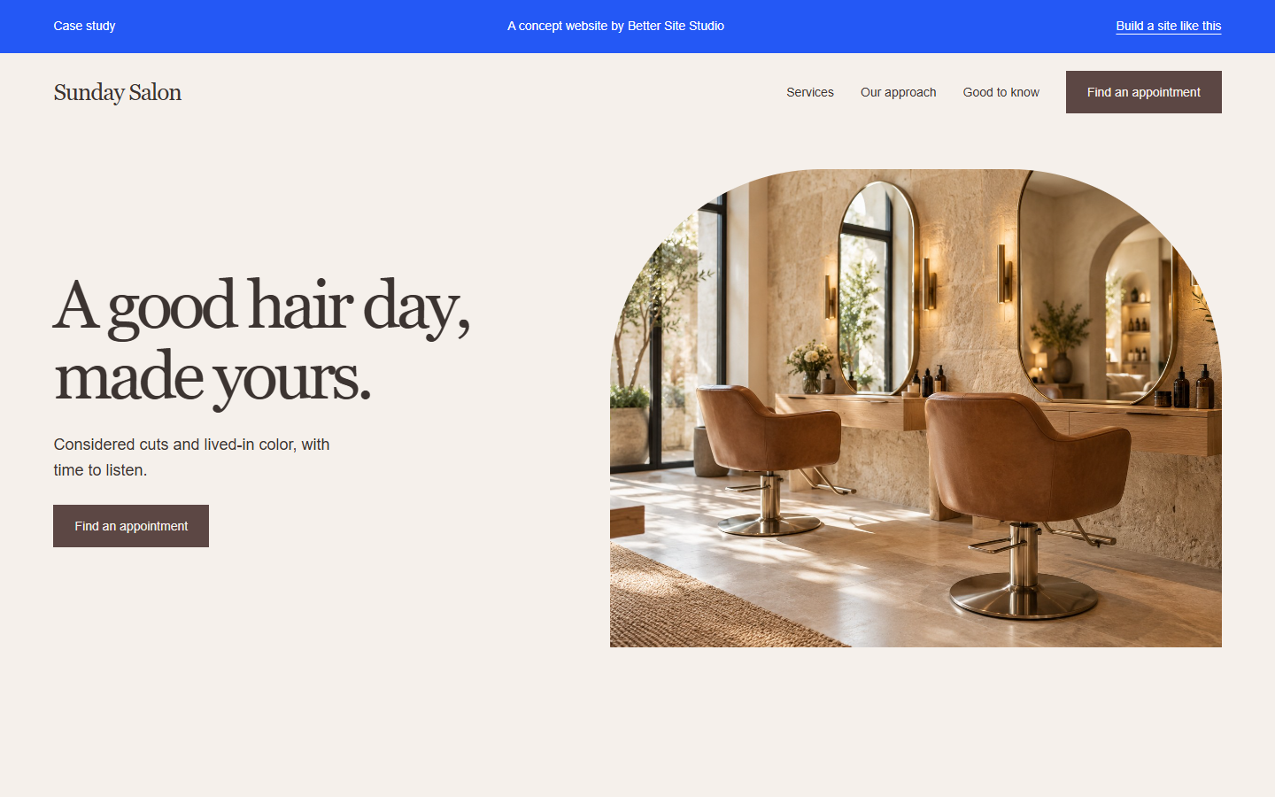Screenshot of the Sunday Salon working website demo